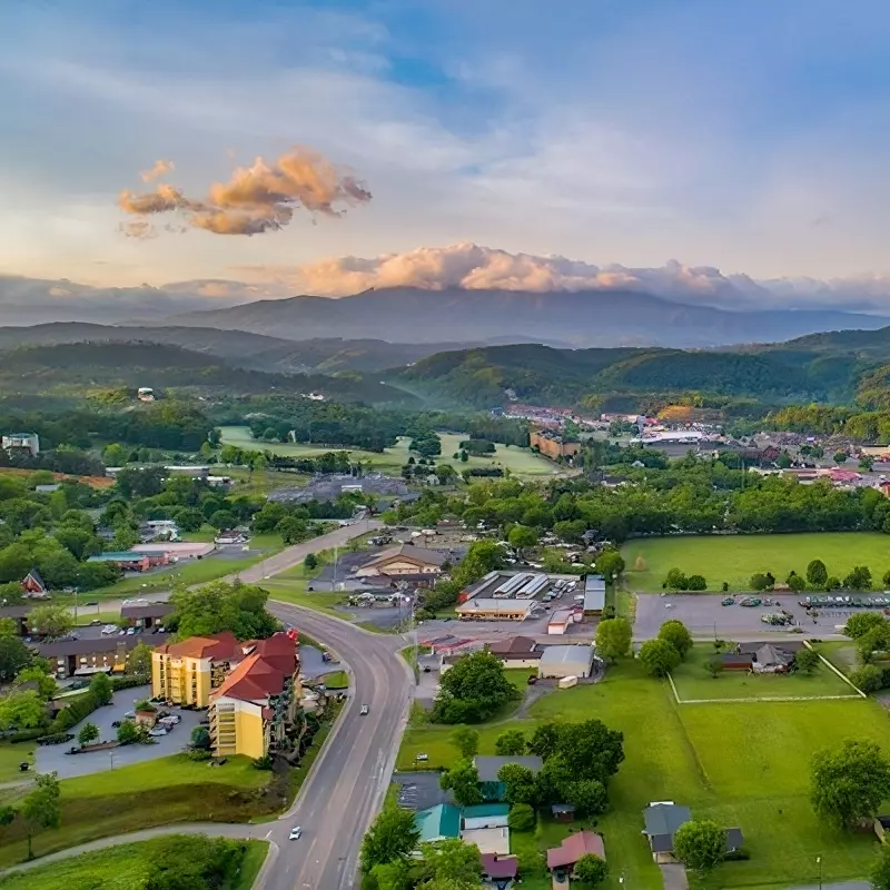 aerial view of Pigeon Forge